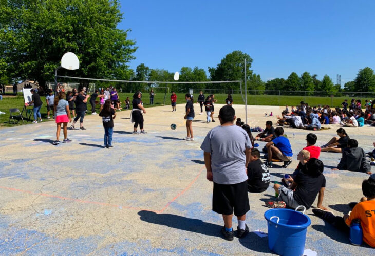Staff faced off against students during Hermes Elementary’s Volleyball Match