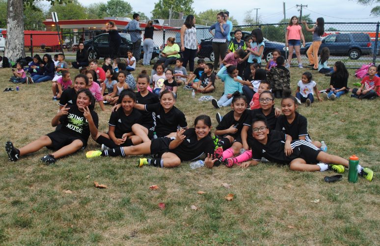 The Girls Soccer Team after a fall season game.