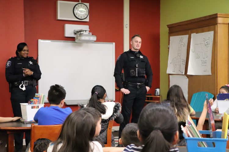 Aurora Police Officers visit Beaupre during Career Week 2019