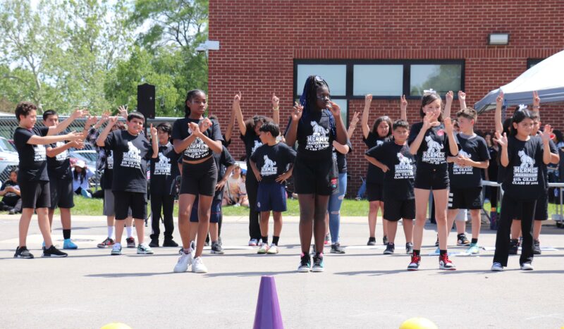 5th graders performed a dance to the song, "Hand Clap".